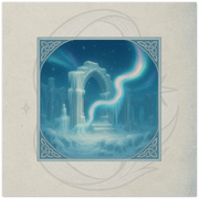 Aurora Veil fantasy card. Winter Court relic woven of Aurora light, artwork by Marilie Wood Smock of the Teal Leopard.