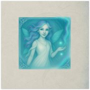 Aurora Sprite greeting card. Thalirien Dancer of the Skyfire Veil, fantasy aurora sprite artwork by Marilie Wood Smock of the Teal Leopard.