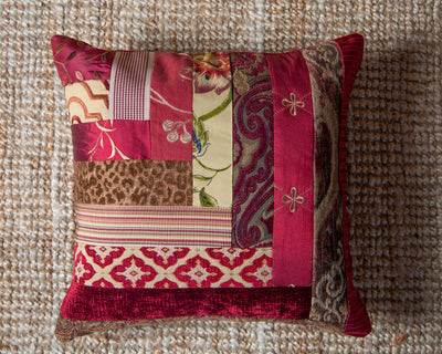 Interlocking Patchwork Pillow Cover 18x18 - Red