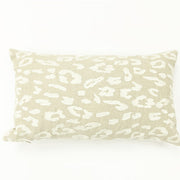 Knife Edge Lumbar Pillow Cover - 12x20 - Embroidered Leopard Cream & Taupe