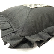 Box Pleated Ruffle Pillow Cover w/Center Medallion 19x19 - Black & Grey