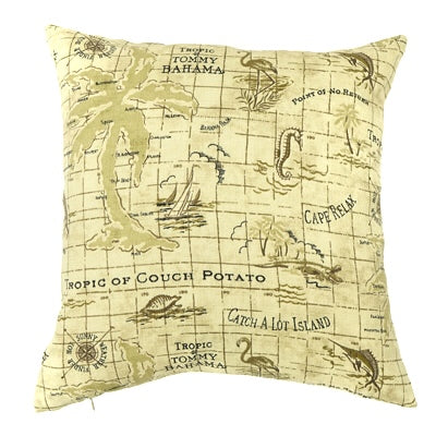 Knife Edge Pillow Cover - 18x18 - Island Print Gold