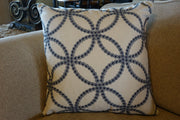 Knife Edge Pillow Cover - 18x18 - Embroidered Interlocking Circles