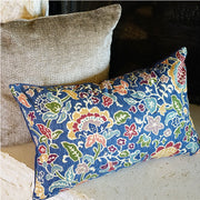 Knife Edge Lumbar Pillow Cover - 14x22 - Traditional Floral in Blue
