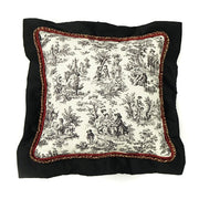 Flanged Pillow Cover - 19x19 - Toile Black Red & White