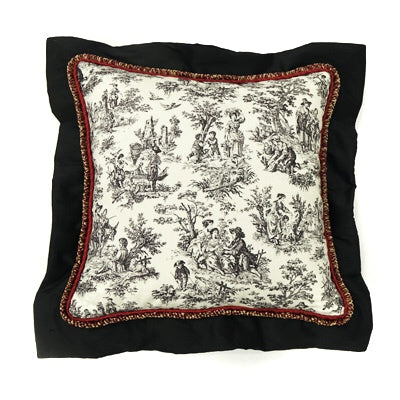Flanged Pillow Cover - 19x19 - Toile Black Red & White