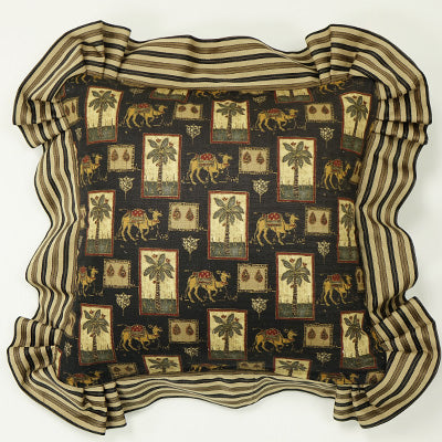 Geplooide hoekkussenhoes met flens - 19x19 - Zwart &amp; Goud