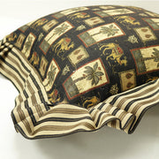 Geplooide hoekkussenhoes met flens - 19x19 - Zwart &amp; Goud