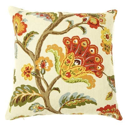 Knife Edge Pillow Cover - 18x18 - Floral Rust & Gold