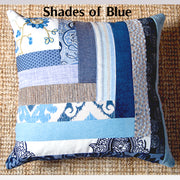 Interlocking Patchwork Pillow Cover 22x22 - Blue
