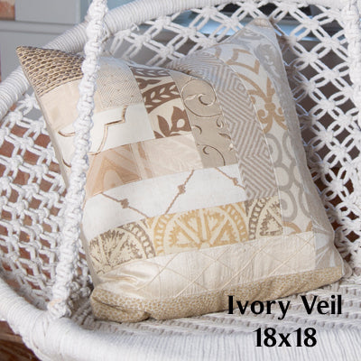 Interlocking Patchwork Pillow Cover 18x18 - Ivory