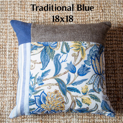 Mondrian Patchwork Pillow Cover 18x18  - Blue