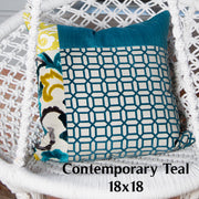Mondrian Patchwork Pillow Cover 18x18  - Teal