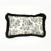 Tri-Panel Lumbar Pillow - 12x20 - Black Red & Toile