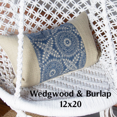 Tri-Panel Lumbar Pillow Cover 12x20 - Blue Tan