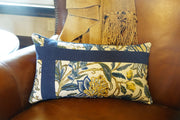 Knife Edge Lumbar Pillow Cover w/Banding - 12x20 - Floral Blue & Yellow