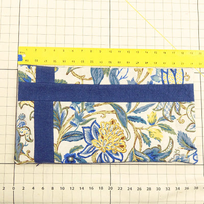 Knife Edge Lumbar Pillow Cover w/Banding - 12x20 - Floral Blue & Yellow