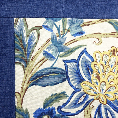 Knife Edge Lumbar Pillow Cover w/Banding - 12x20 - Floral Blue & Yellow